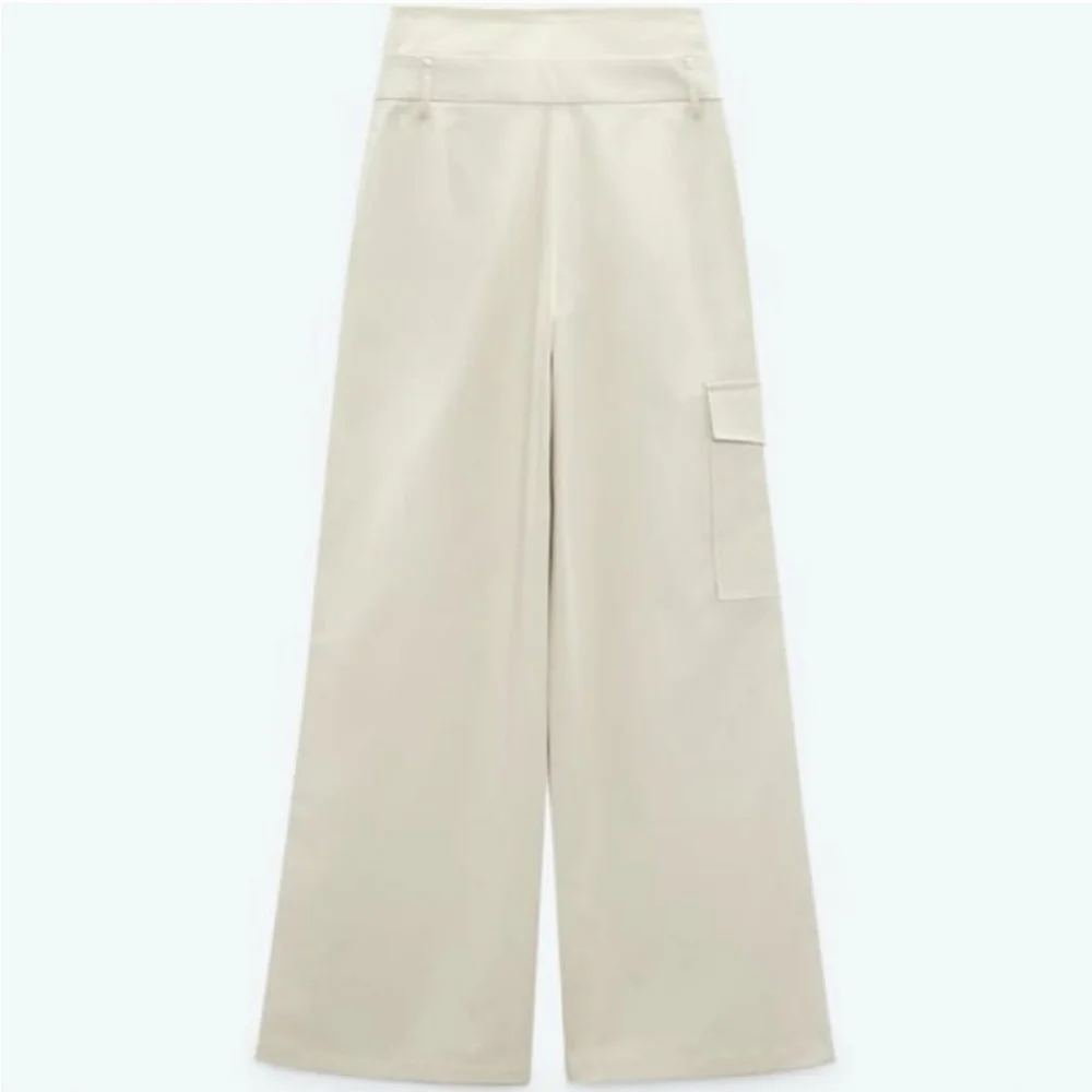 Zara Wide Pants Light Beige Size L